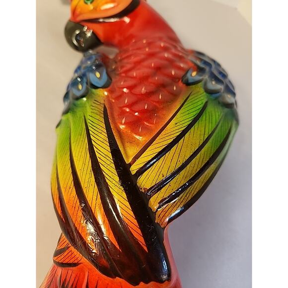 Vtg Talavera Parrot Colorful Ceramic Bird Figurine Hanging Perch Mexico - Picture 4 of 15
